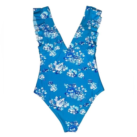 Cupshe Royal Elegance Blue Floral One Piece Swimsuit Size Medium - Picture 4 of 7